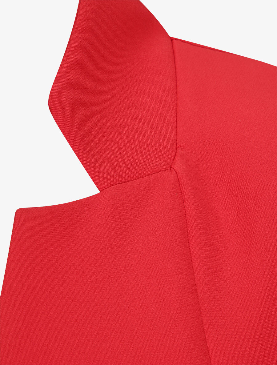 Blazer droit uni à col cranté - Rouge - Image 3
