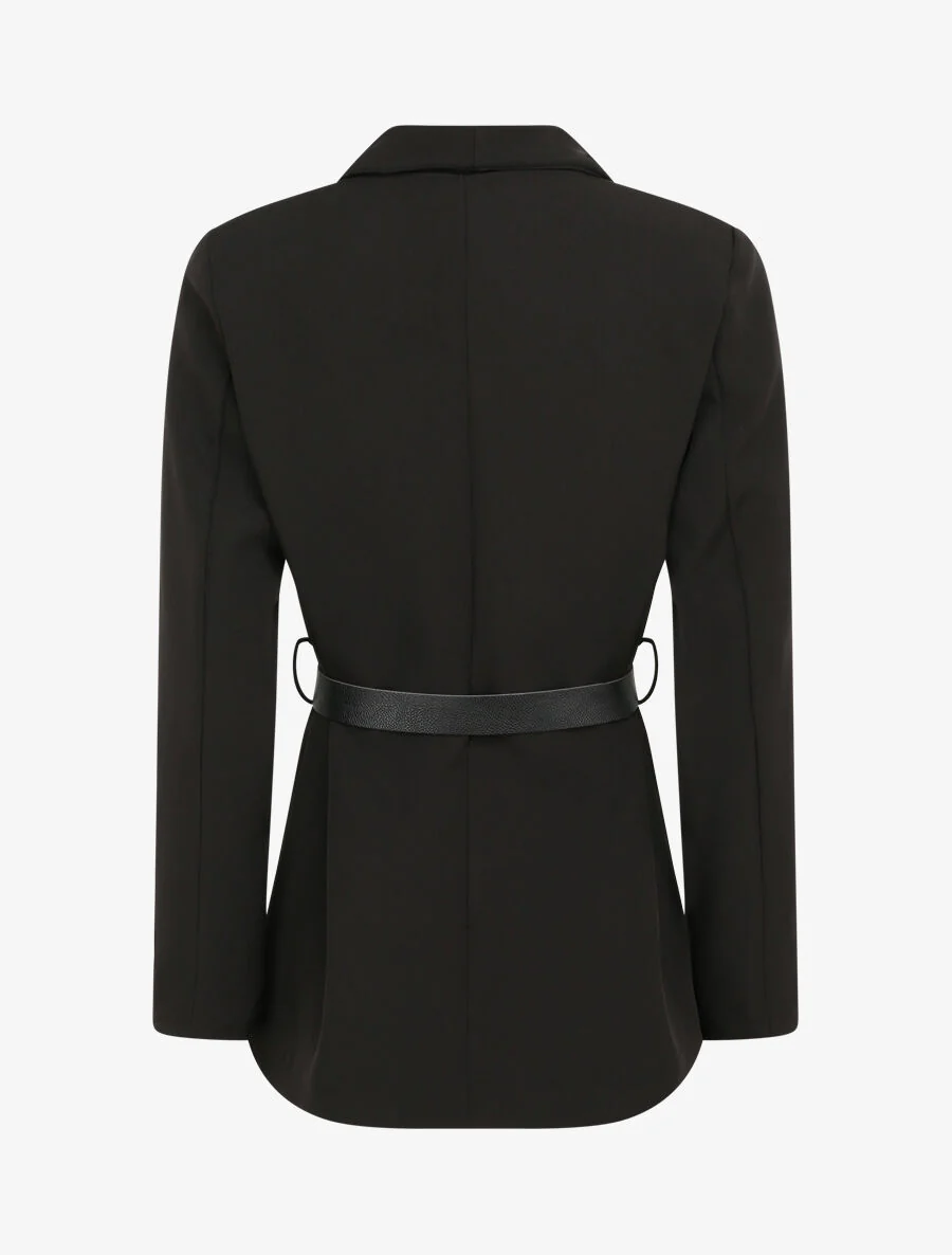 Blazer droit uni - Noir - Image 2