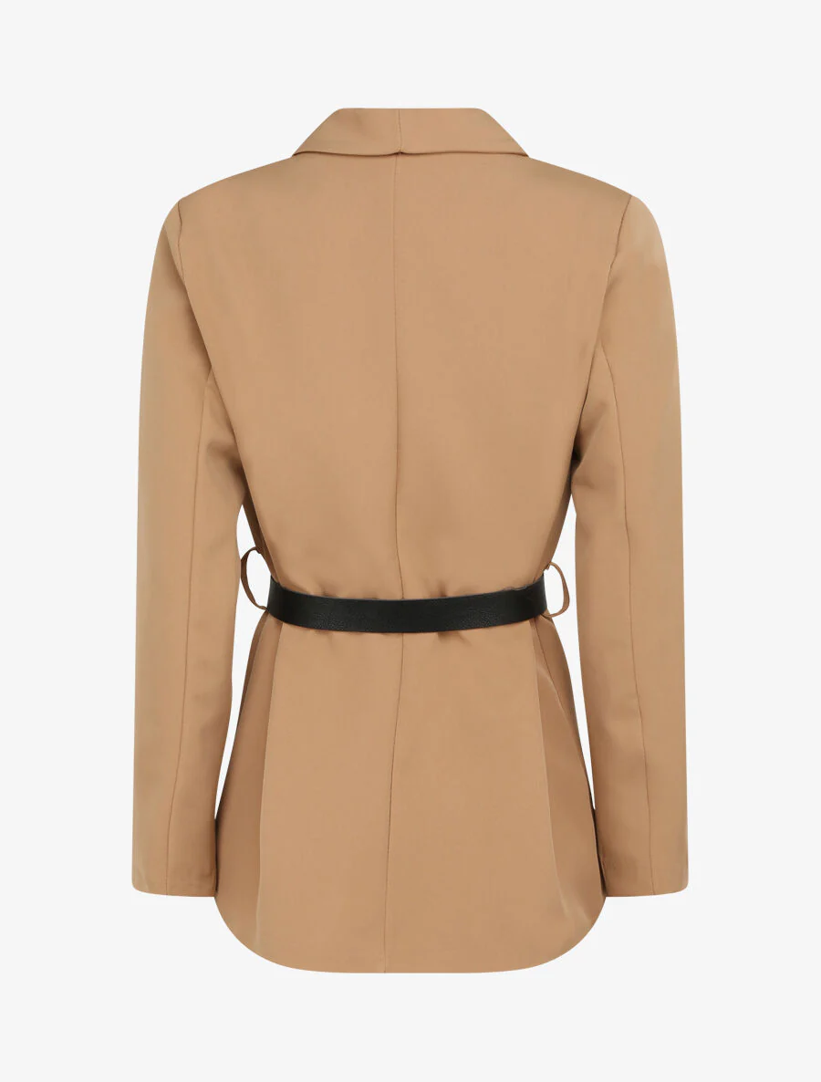 Blazer droit uni - Beige - Image 2