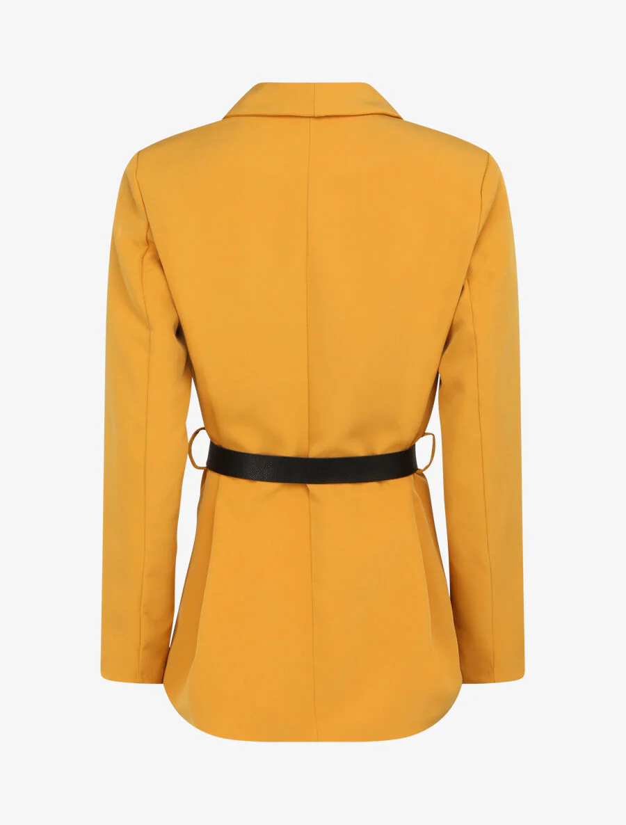 Blazer droit uni - Moutarde - Image 2
