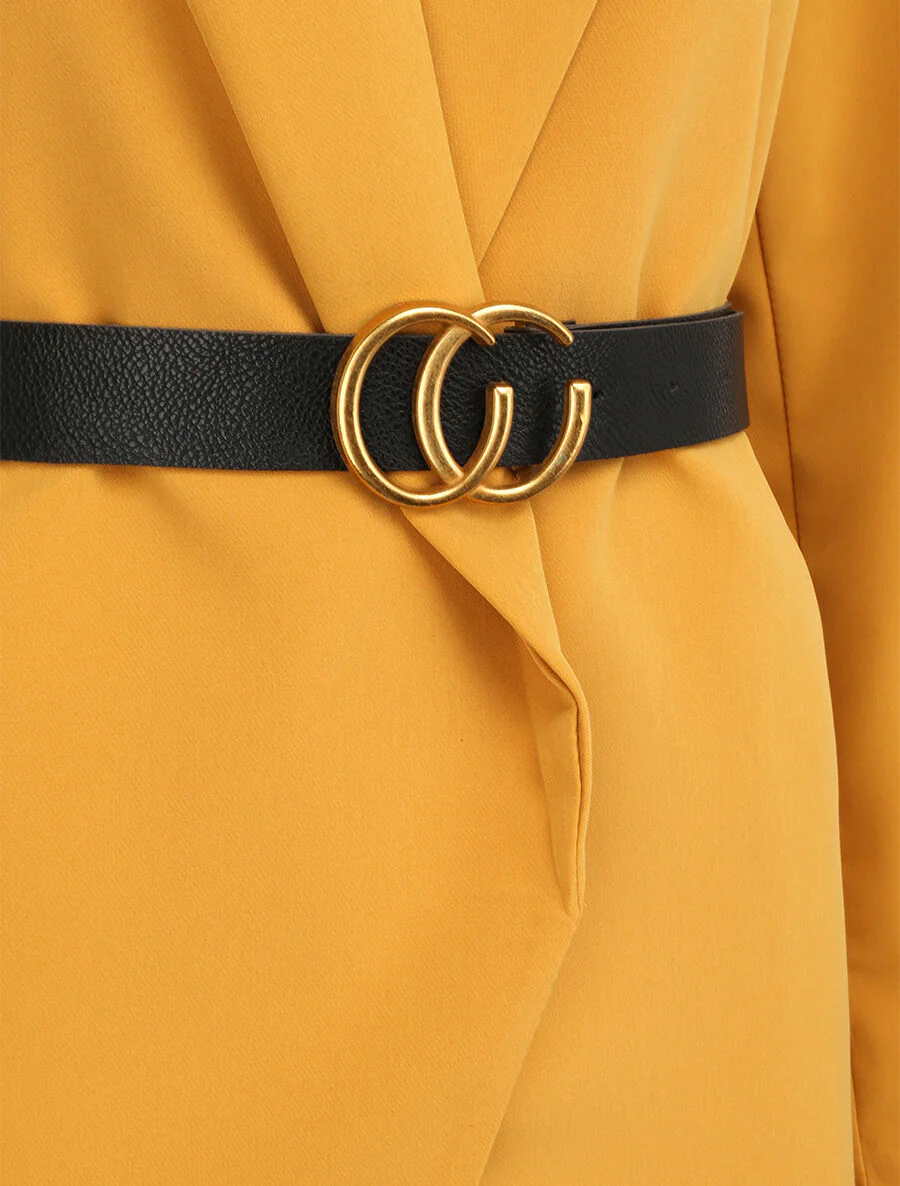 Blazer droit uni - Moutarde - Image 3