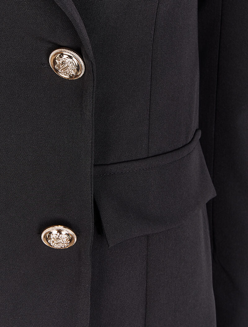 Blazer extra long style officier - Noir - Image 3