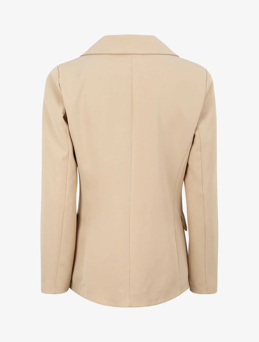 Blazer long croisé à boutons stylisés - Beige - Image 2