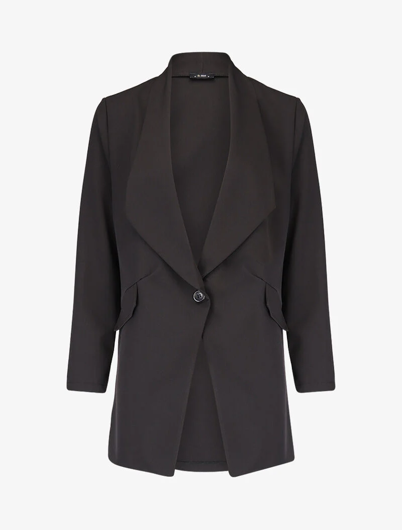 Blazer mi long boutonné - noir - Image 2