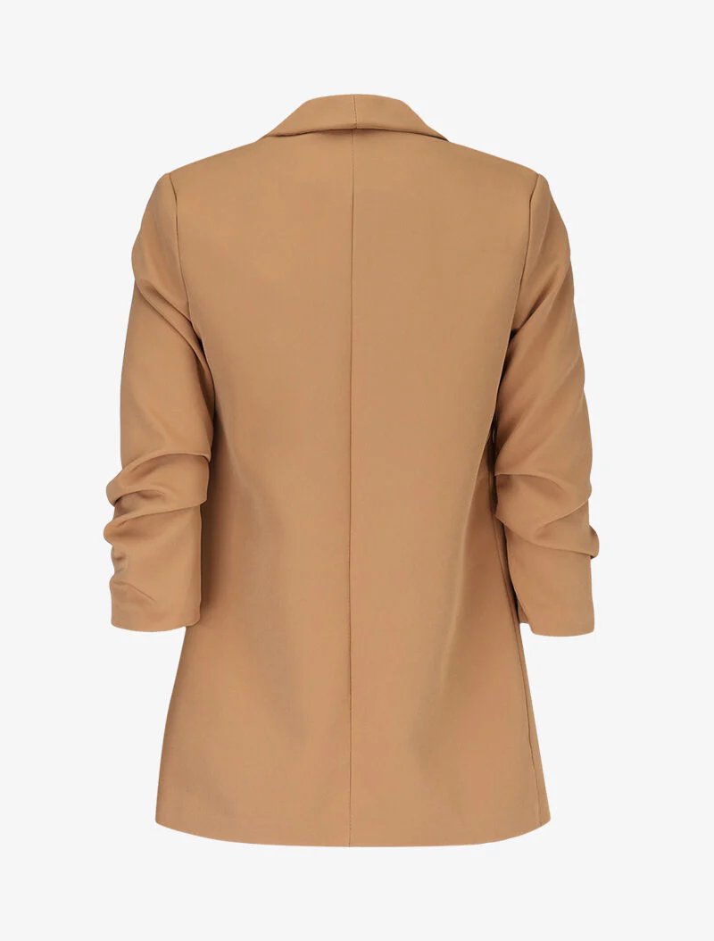 Blazer ouvert à manches plissées - Camel - Image 2