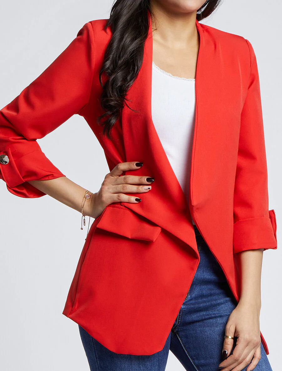 Blazer oversize à pans asymétriques - Rouge - Image 4