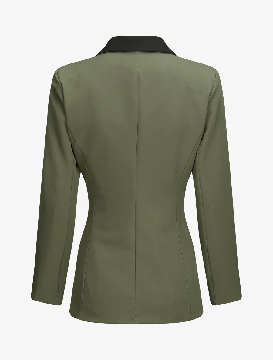 Blazer oversize bi-couleur - Kaki - Image 2