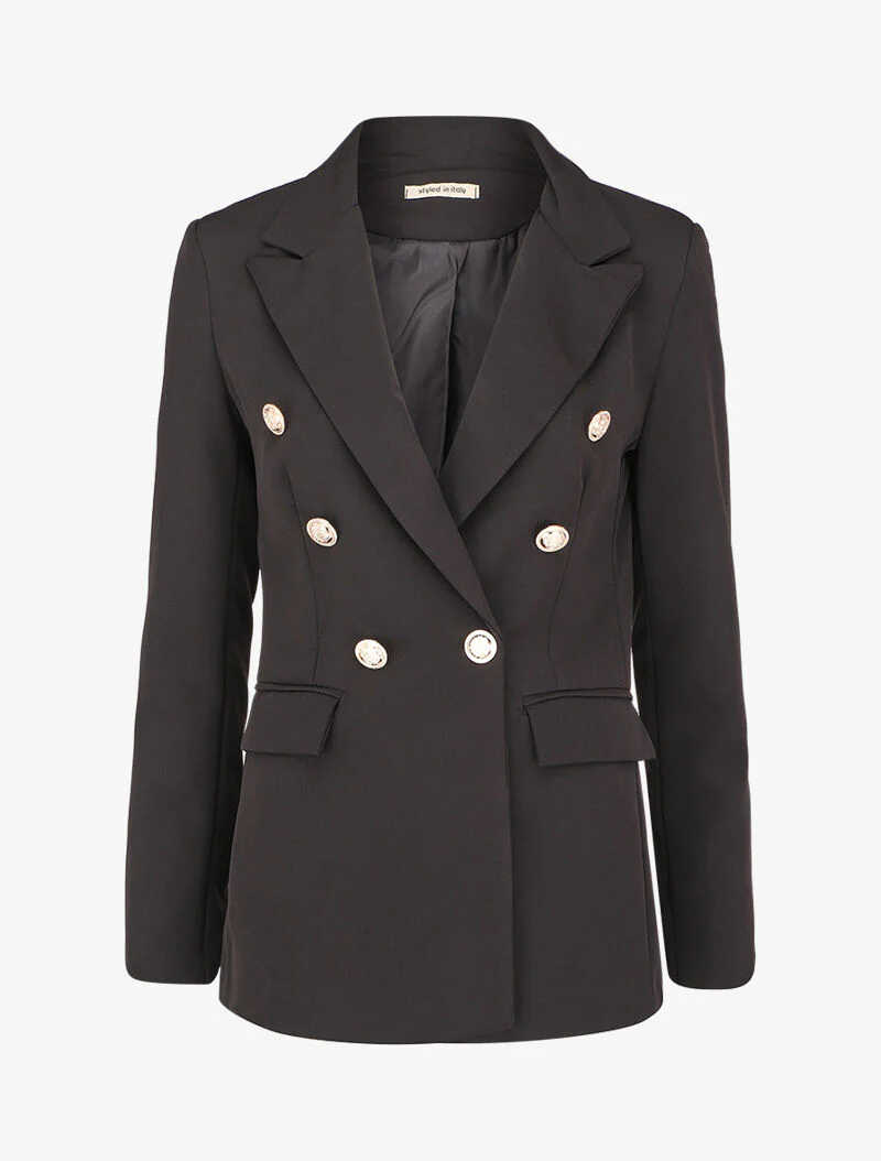 Blazer oversize croisé style officier - Noir