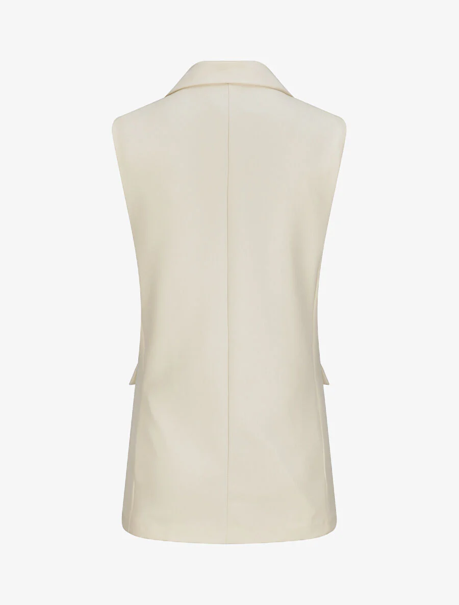 Blazer oversize uni sans manches - Beige - Image 2
