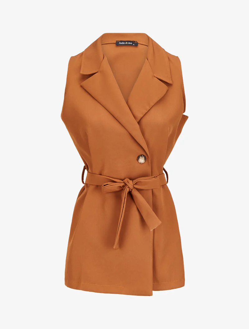 Blazer sans manches avec ceinture - Camel