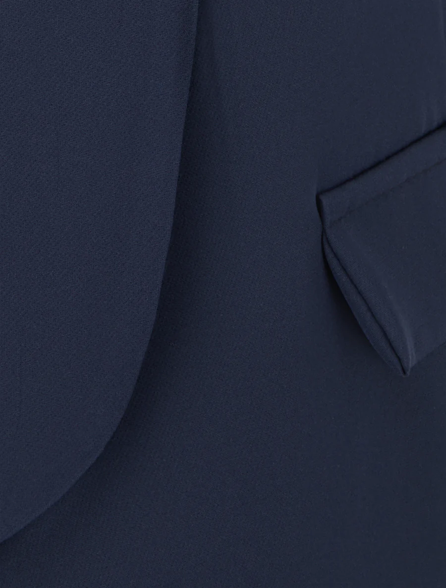 Blazer uni à manches froncées - Marine - Image 3