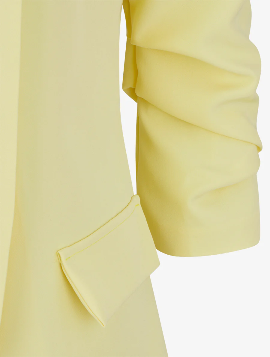Blazer uni à manches froncées - Jaune citron - Image 3