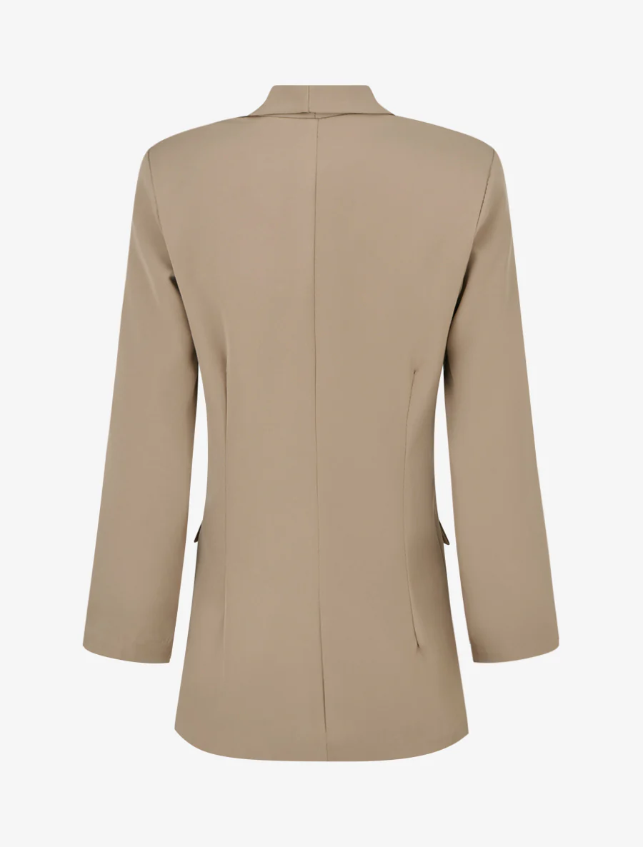 Blazer uni à manches longue - taupe - Image 2
