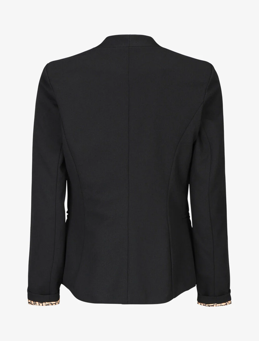 Blazer uni à revers imprimé graphique - Noir/camel - Image 2