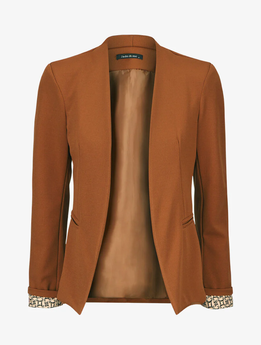 Blazer uni à revers imprimé graphique - Camel