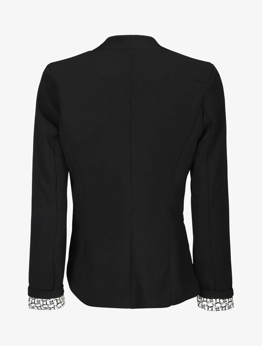 Blazer uni à revers imprimé graphique - Noir - Image 2