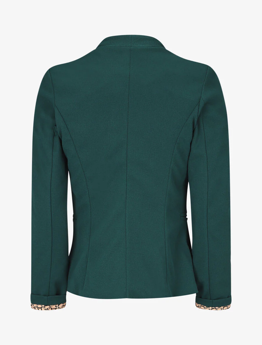 Blazer uni à revers imprimé graphique - Vert sapin - Image 2