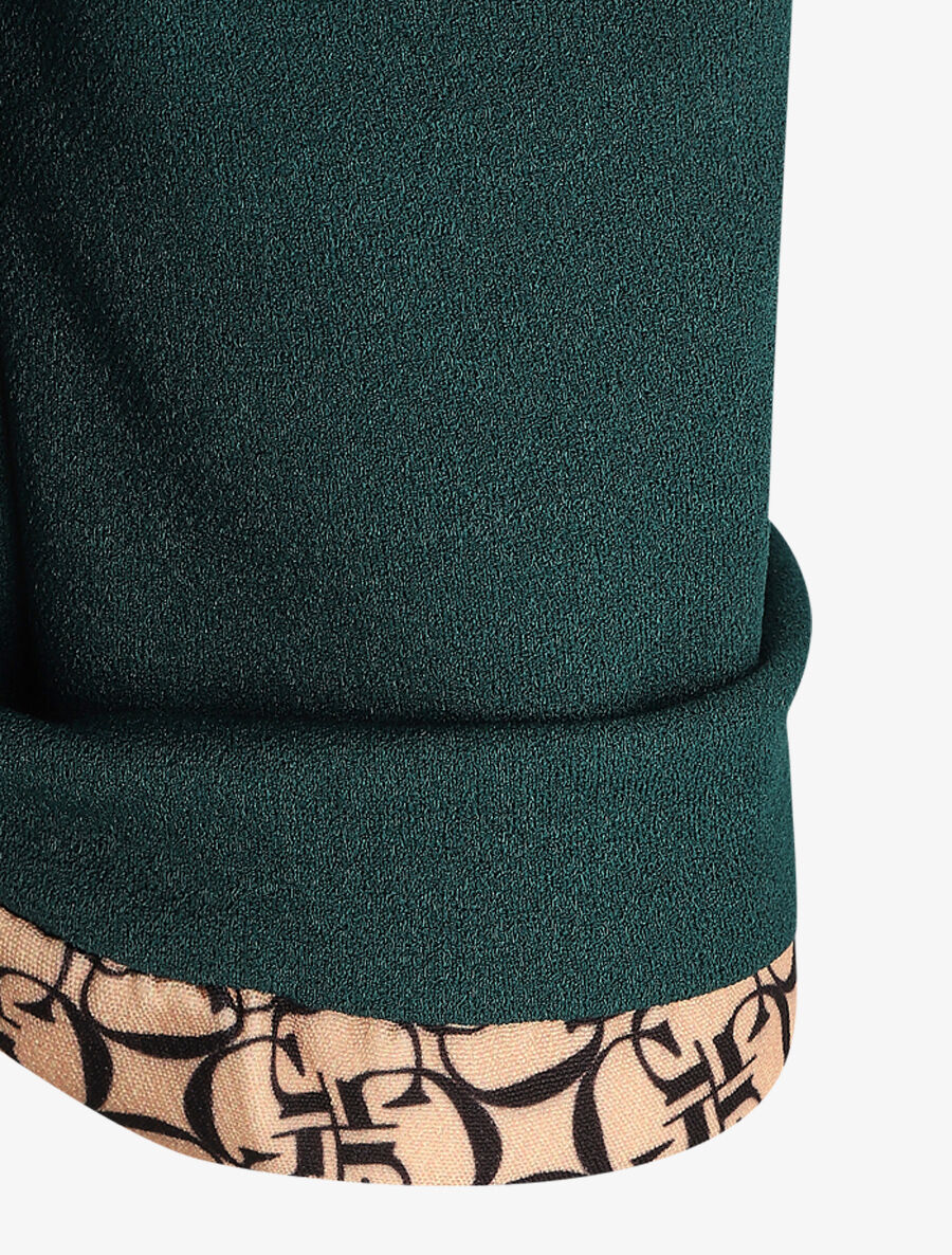 Blazer uni à revers imprimé graphique - Vert sapin - Image 3