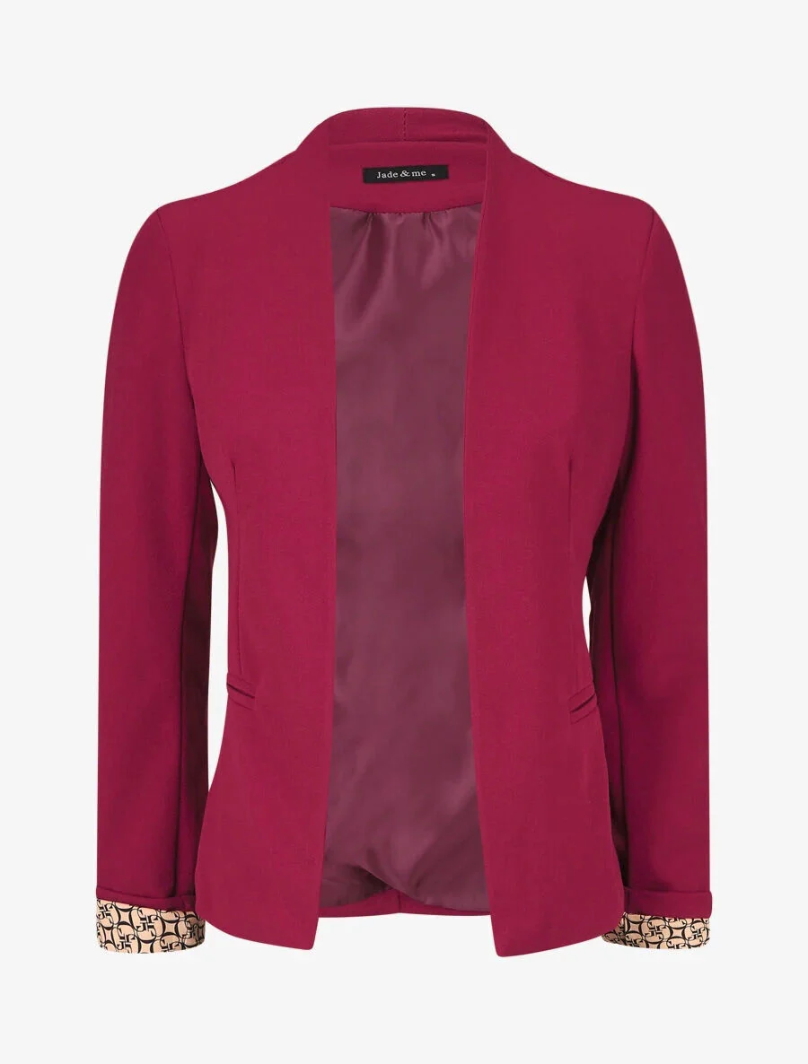 Blazer uni à revers imprimé graphique - Rouge