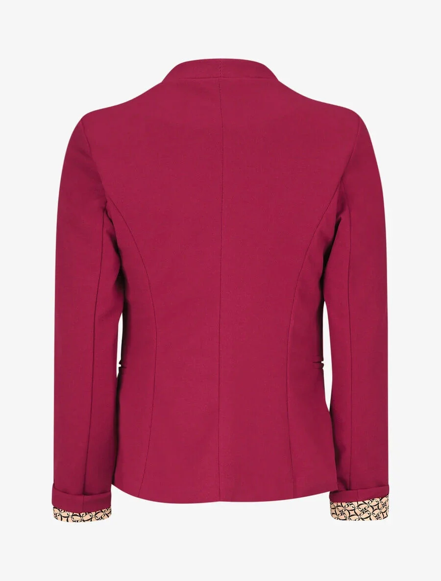 Blazer uni à revers imprimé graphique - Rouge - Image 2
