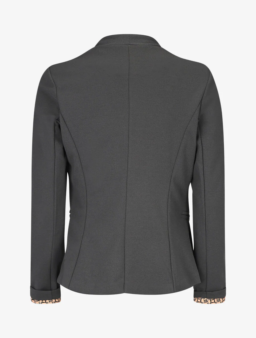Blazer uni à revers imprimé graphique - Gris - Image 2
