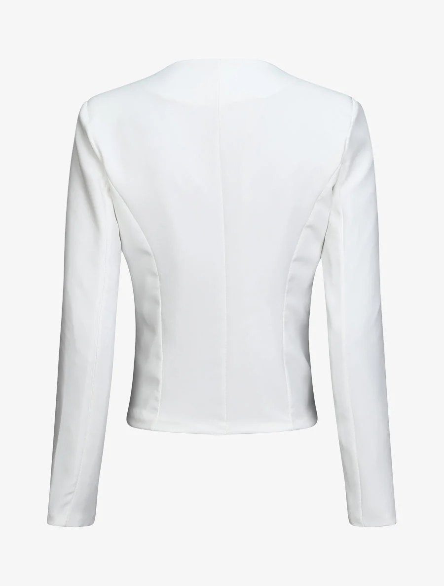 Blazer uni droit - Blanc - Image 2