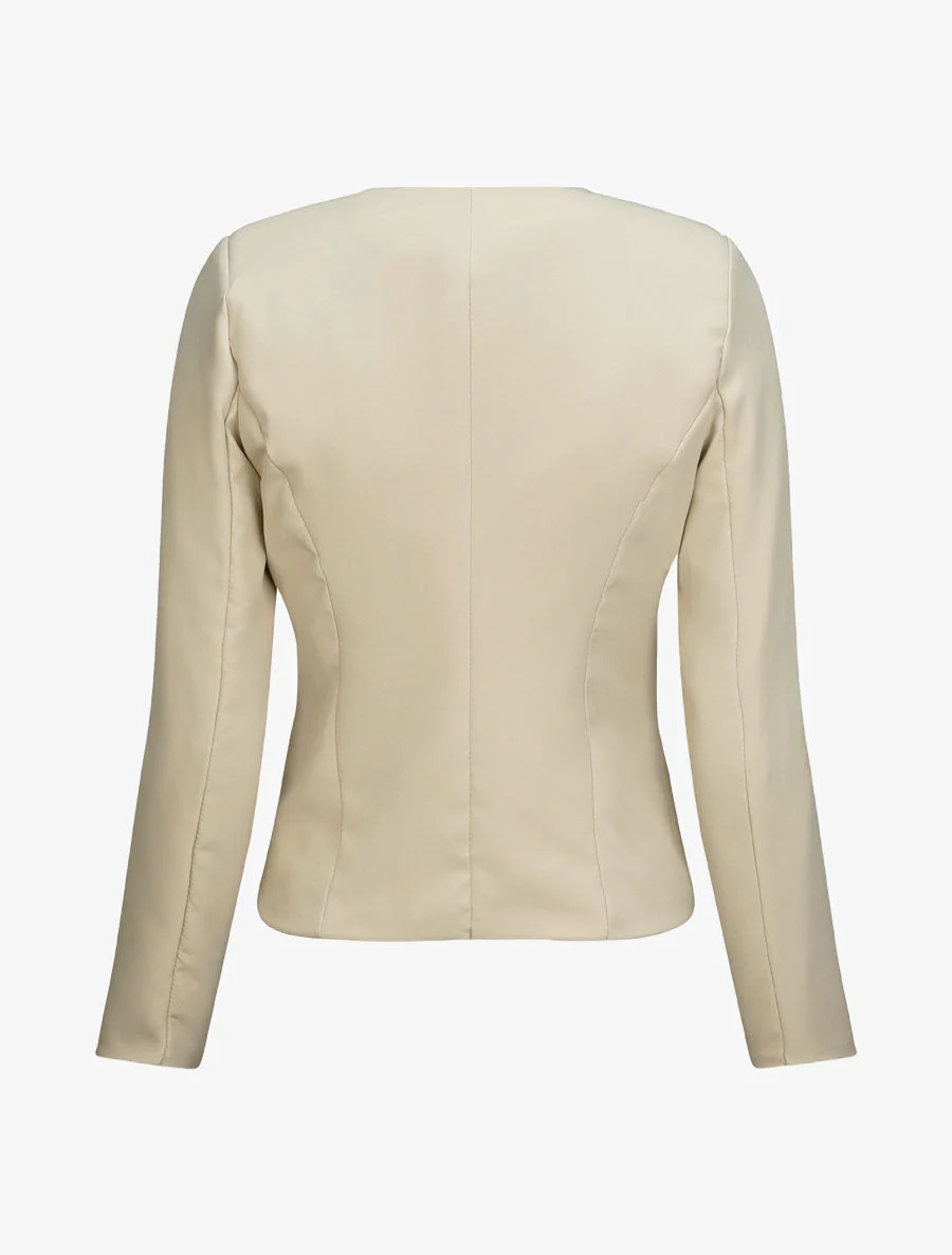 Blazer uni droit - Beige - Image 2