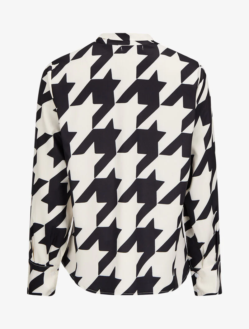 Blouse à col lavallière à imprimé pied de coq - Noir - Image 2