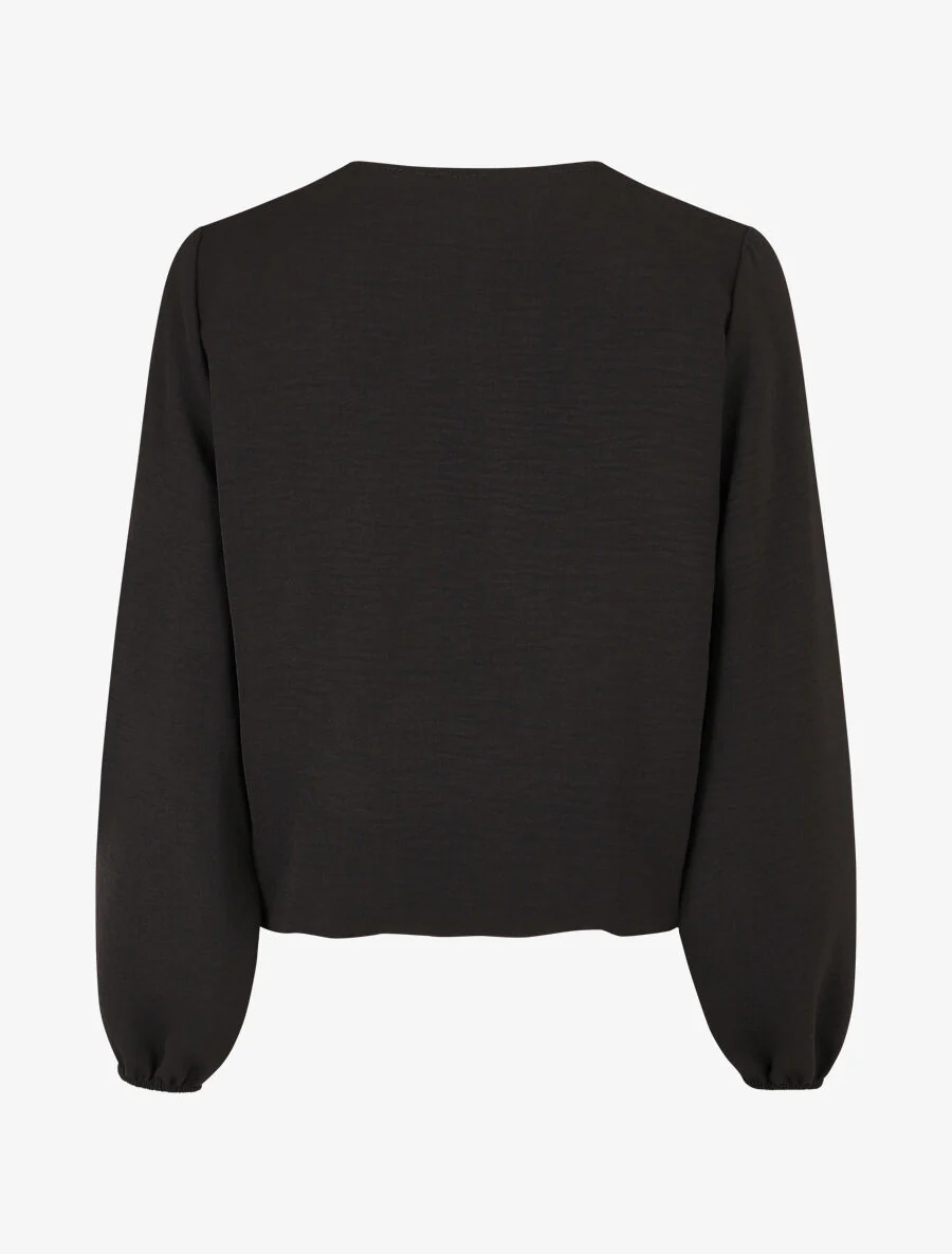 Blouse à col V brodé - Noir - Image 2