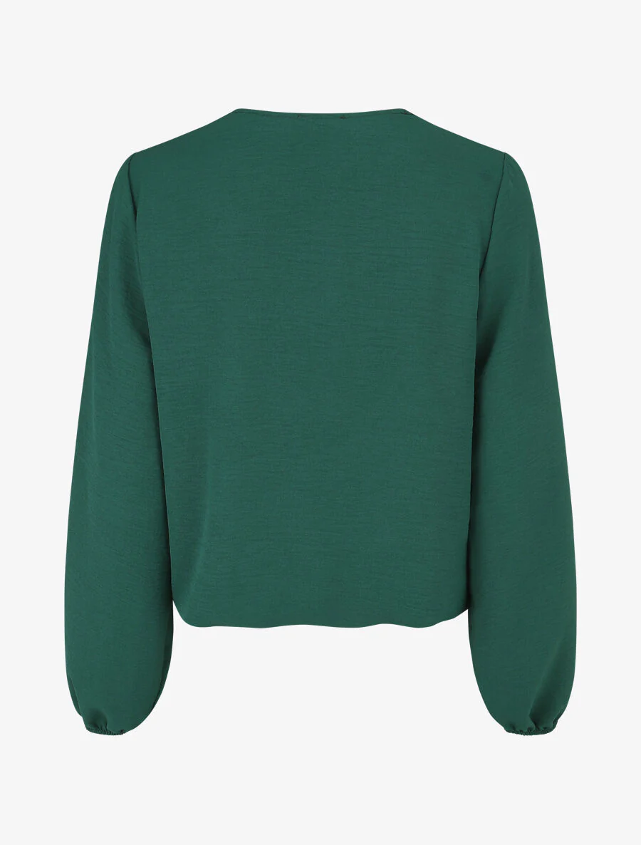 Blouse à col V brodé - Vert sapin - Image 2