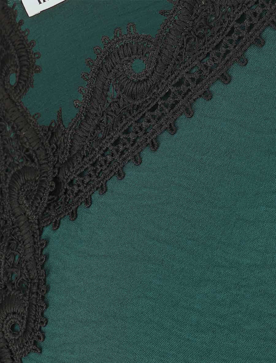 Blouse à col V brodé - Vert sapin - Image 3