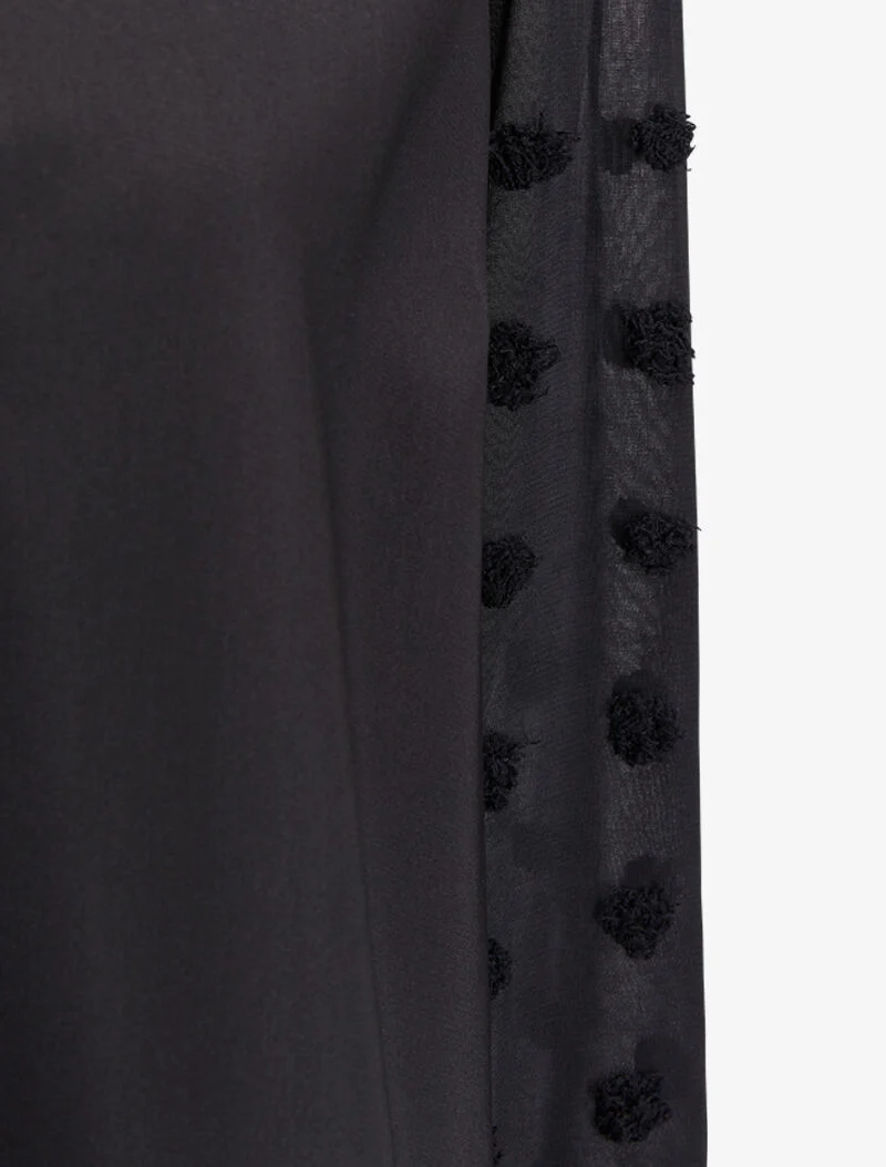 Blouse à manches transparentes style plumetis - Noir - Image 3
