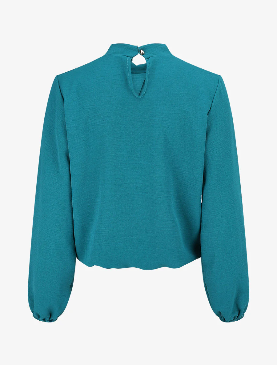 Blouse à plis croisés - Bleu lagon - Image 2