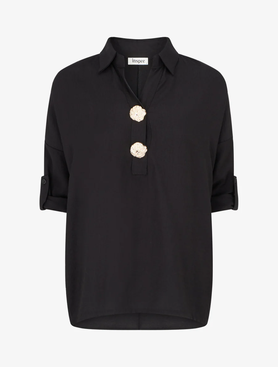 Blouse ample à broches métalliques - Noir