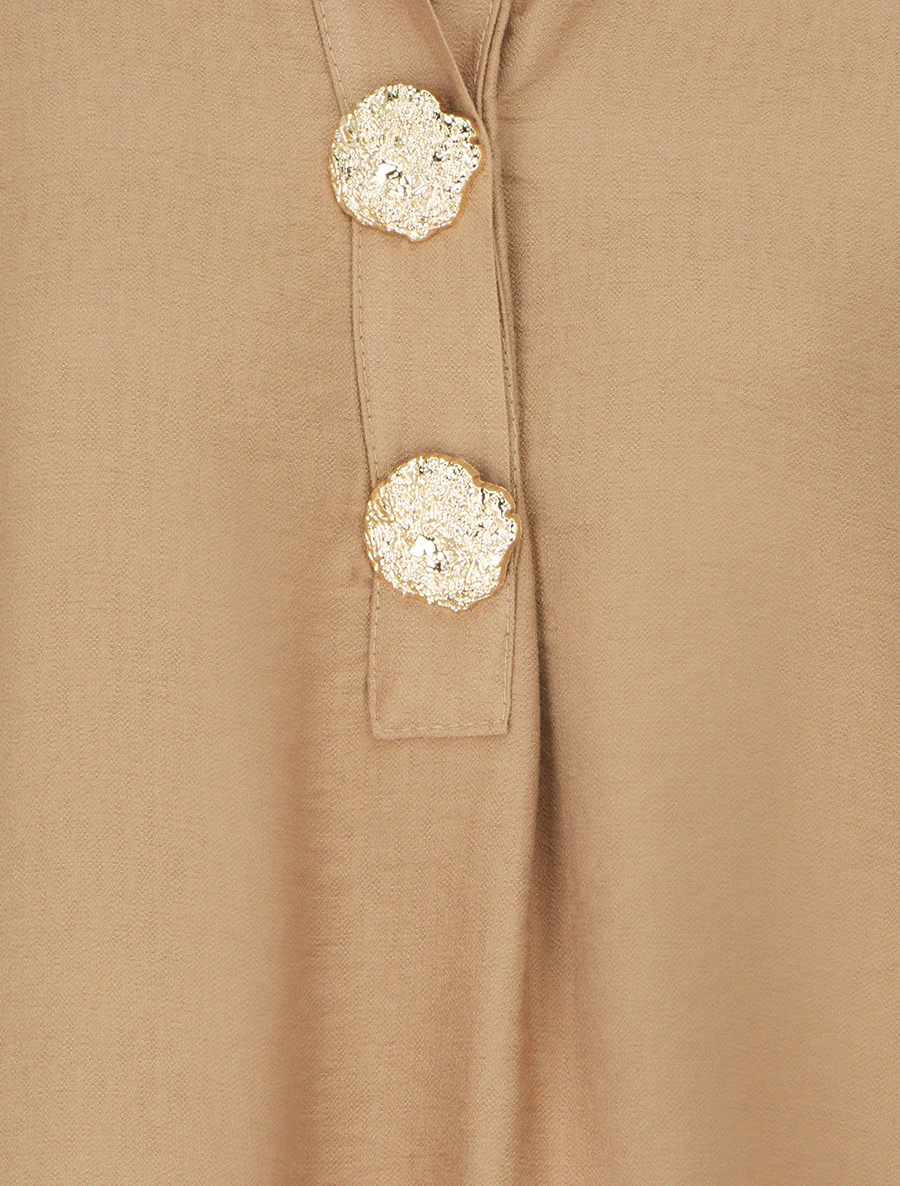 Blouse ample à broches métalliques - Camel - Image 3