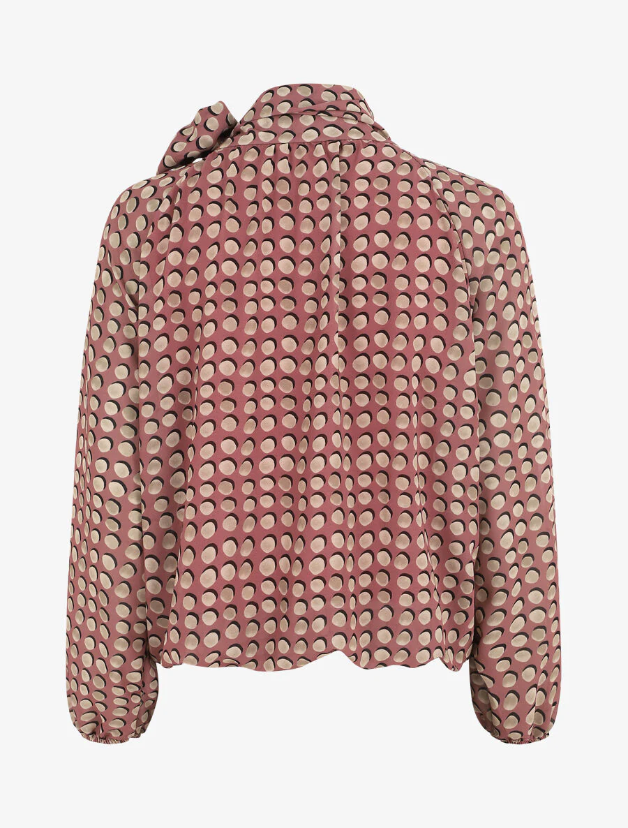 Blouse ample à pois col lavallière - Vieux rose - Image 2