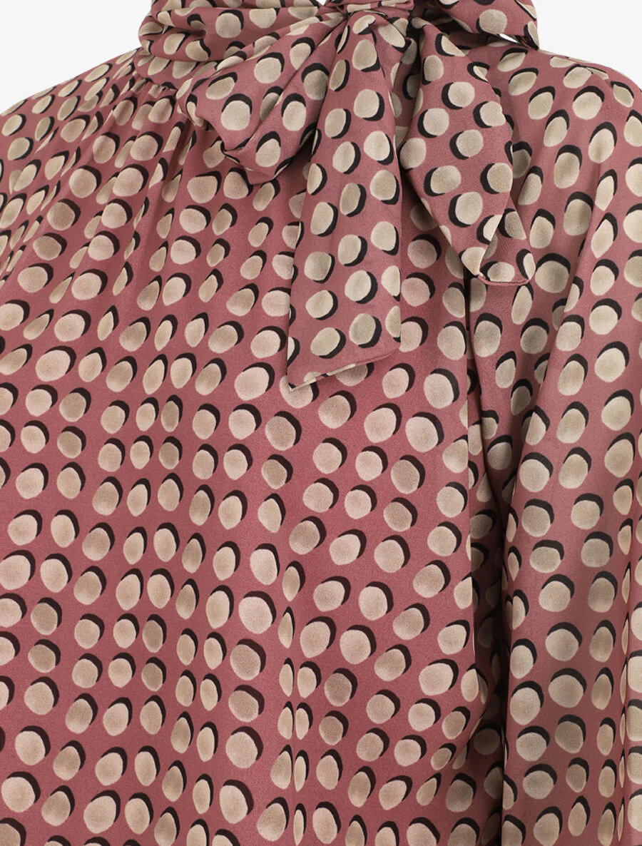 Blouse ample à pois col lavallière - Vieux rose - Image 3