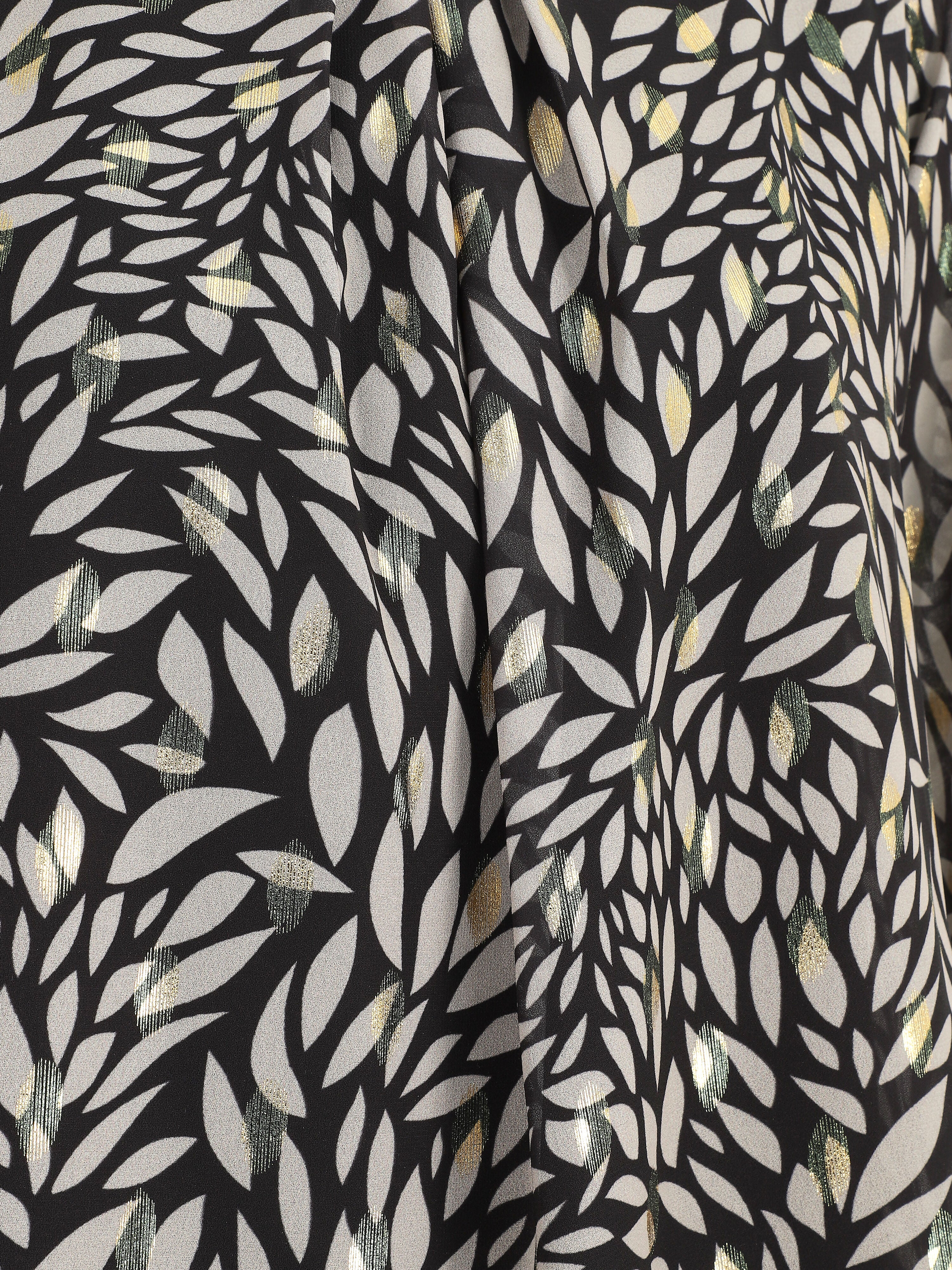 Blouse ample en voile imprimé feuilles irisées - Noir - Image 3