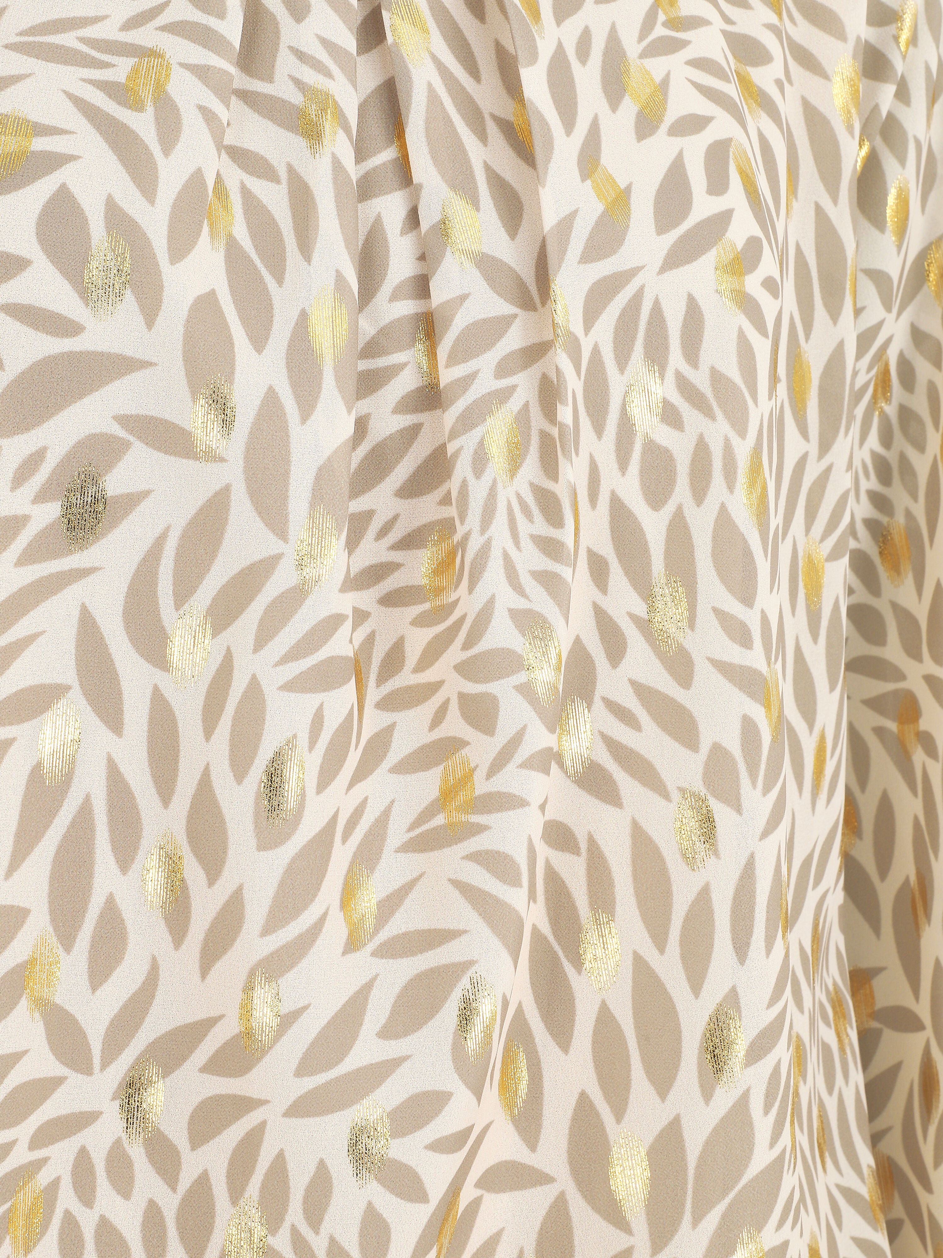 Blouse ample en voile imprimé feuilles irisées - Beige - Image 3