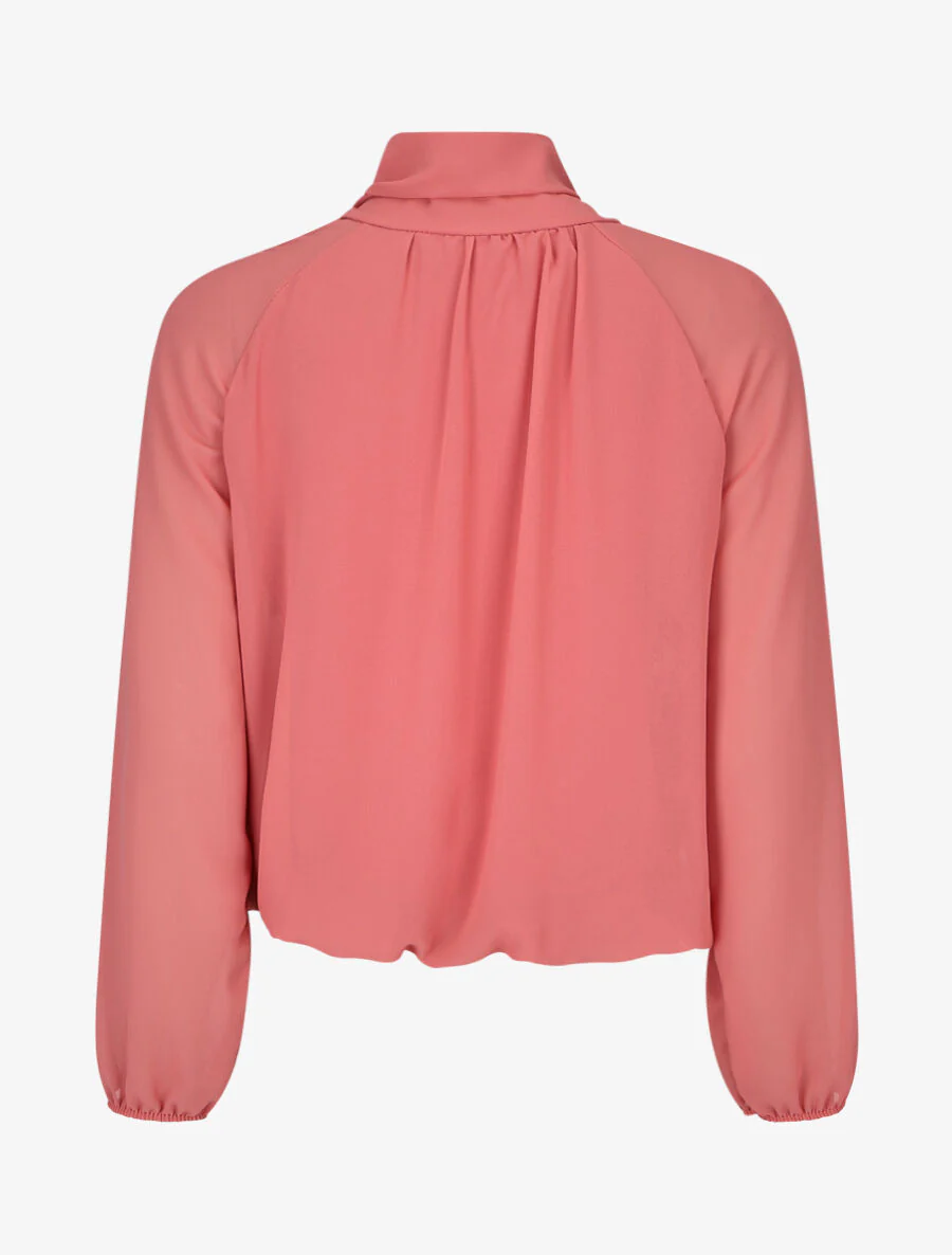 Blouse ample unie col lavallière - Rose - Image 2