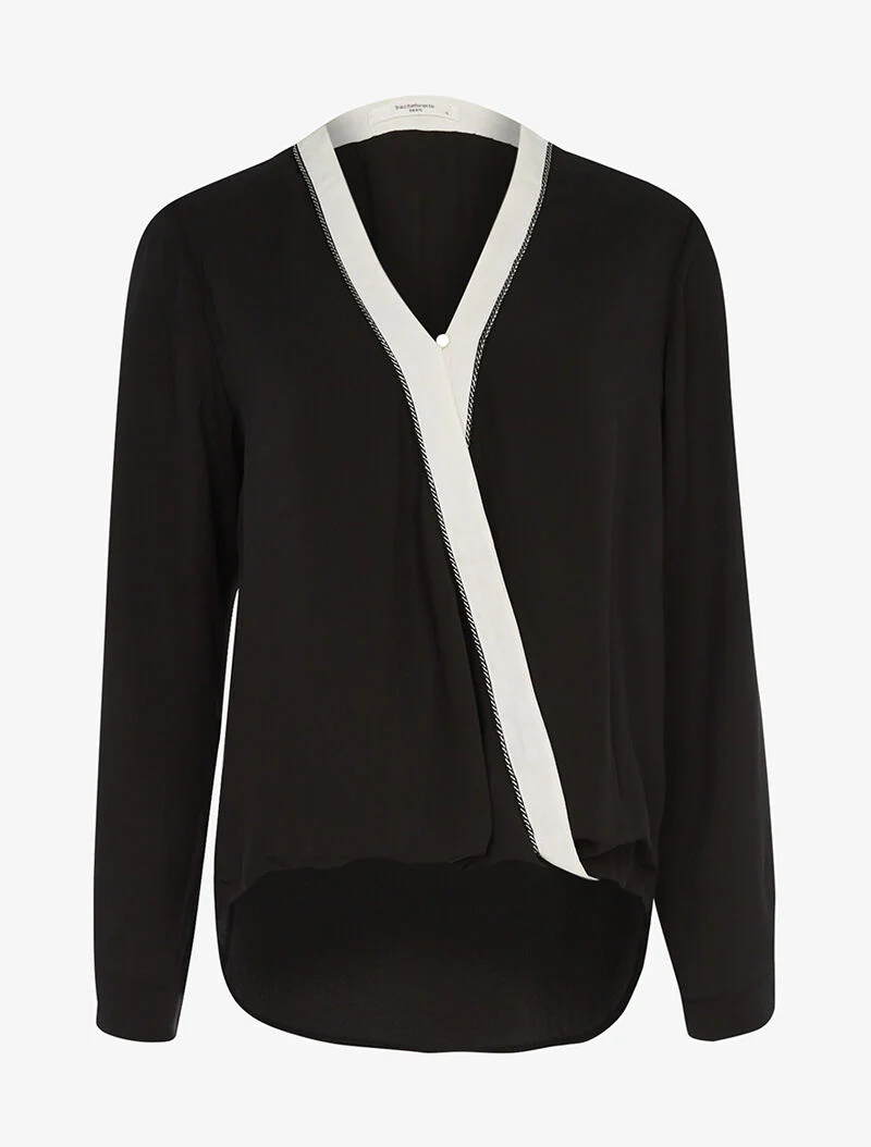 Blouse asymétrique à liseré - noir