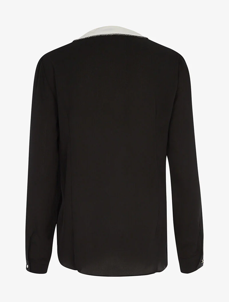 Blouse asymétrique à liseré - noir - Image 2