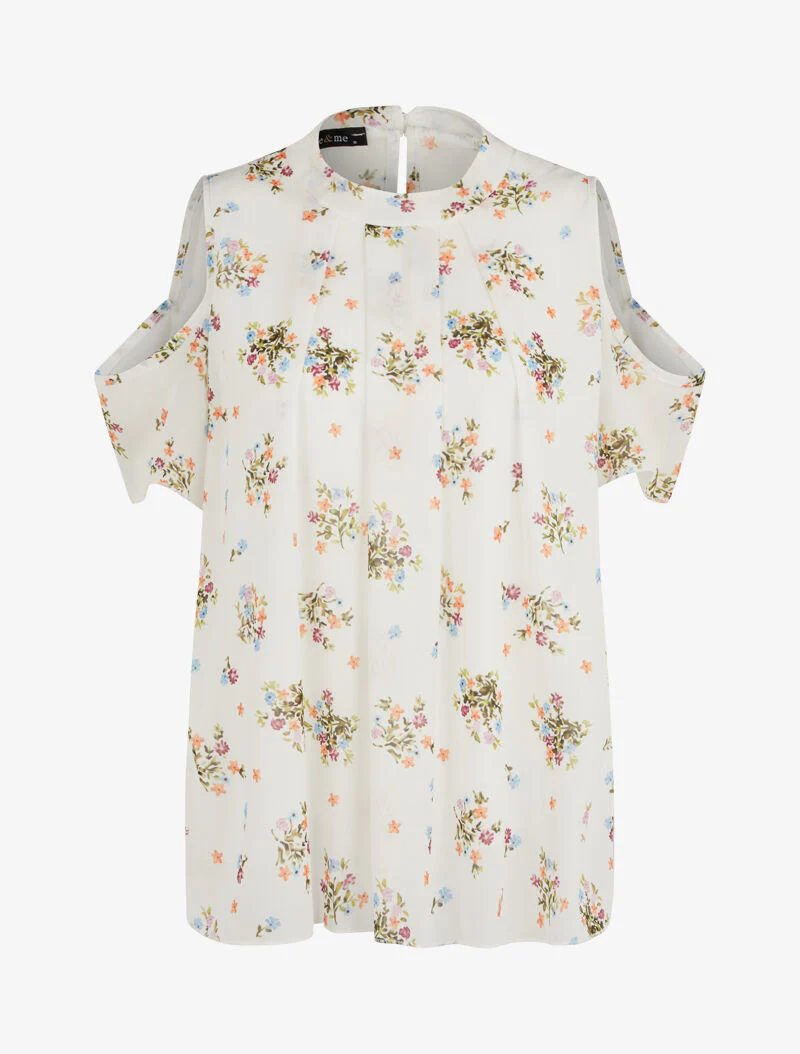 Blouse carrée oversize à découpes - blanc