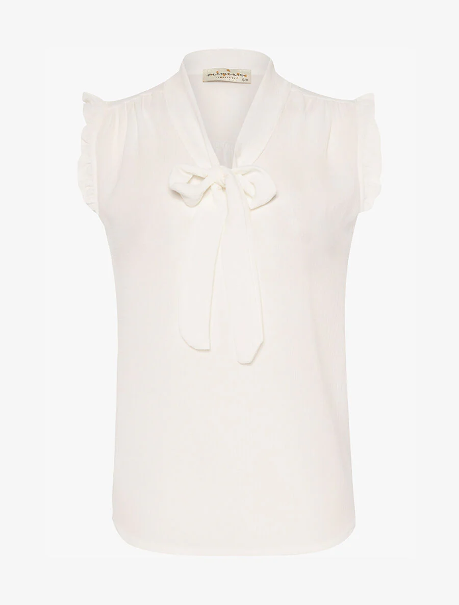 Blouse col à nouer - blanc