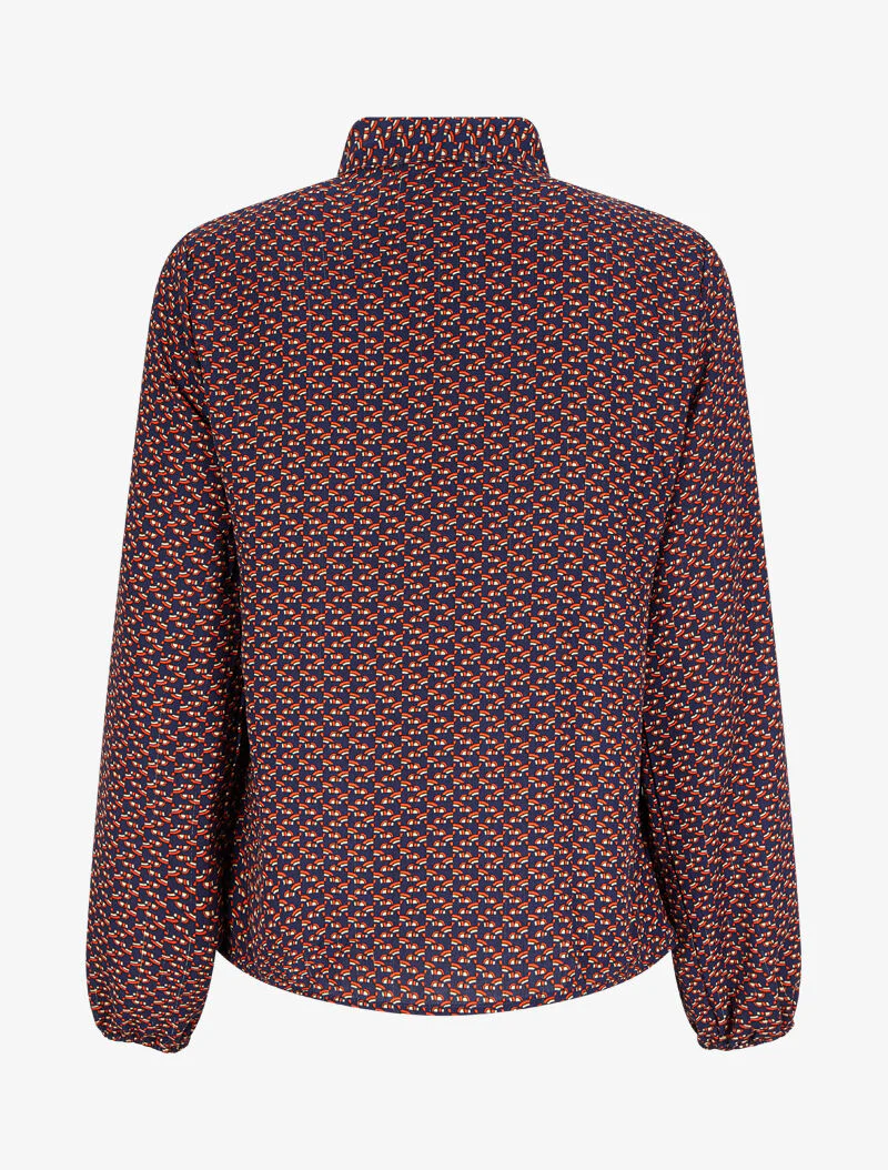 Blouse col lavallière à imprimé graphique - Bleu marine - Image 2