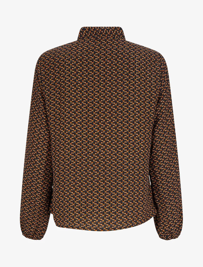 Blouse col lavallière à imprimé graphique - Noir - Image 2