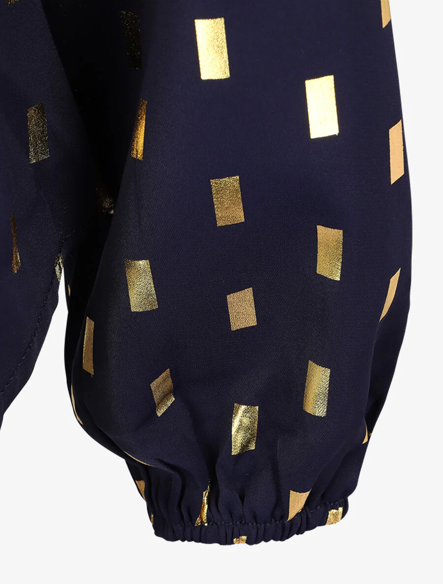 Blouse col lavallière à imprimé rectangles dorés - Marine - Image 3