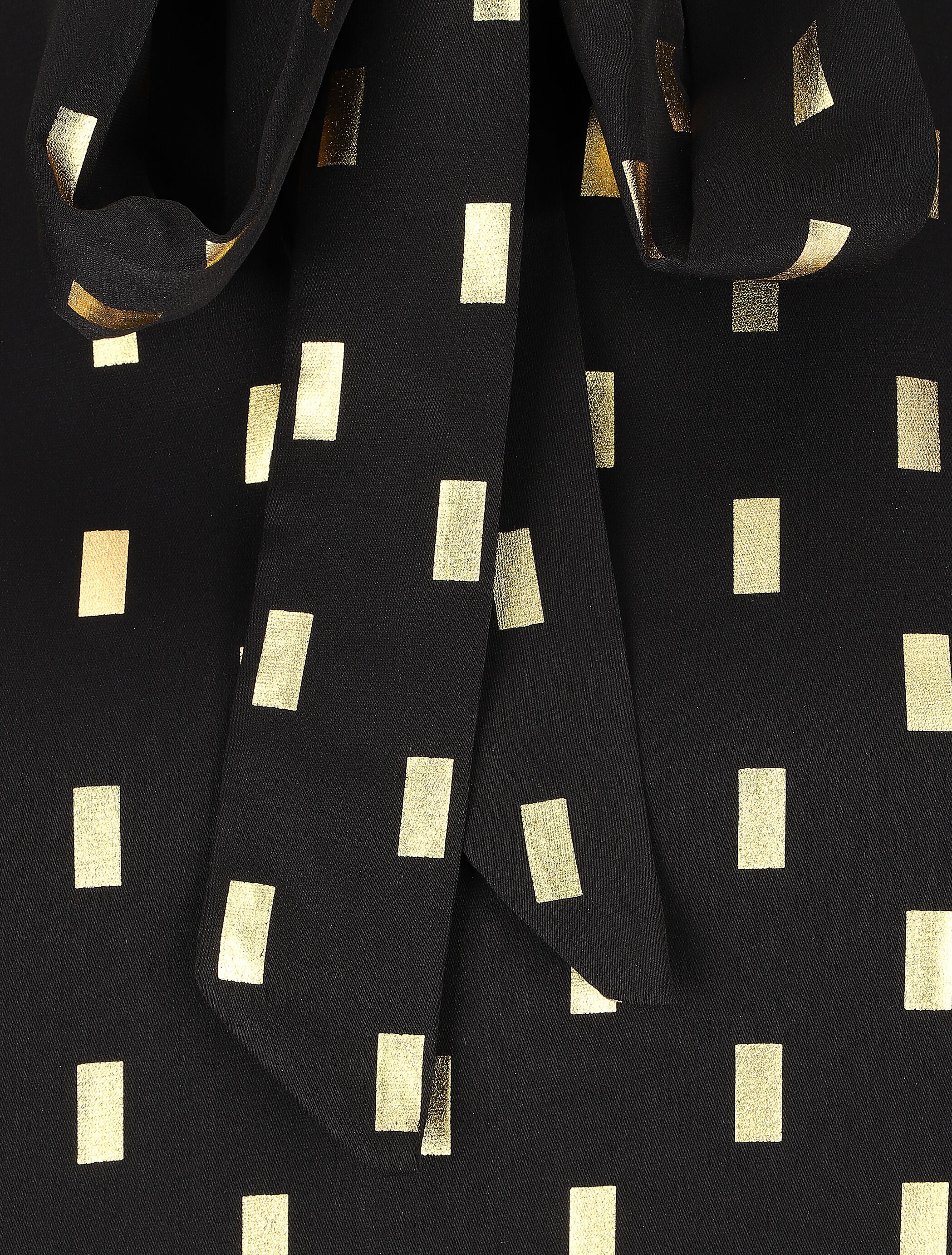 Blouse col lavallière à imprimé rectangles dorés - Noir - Image 3