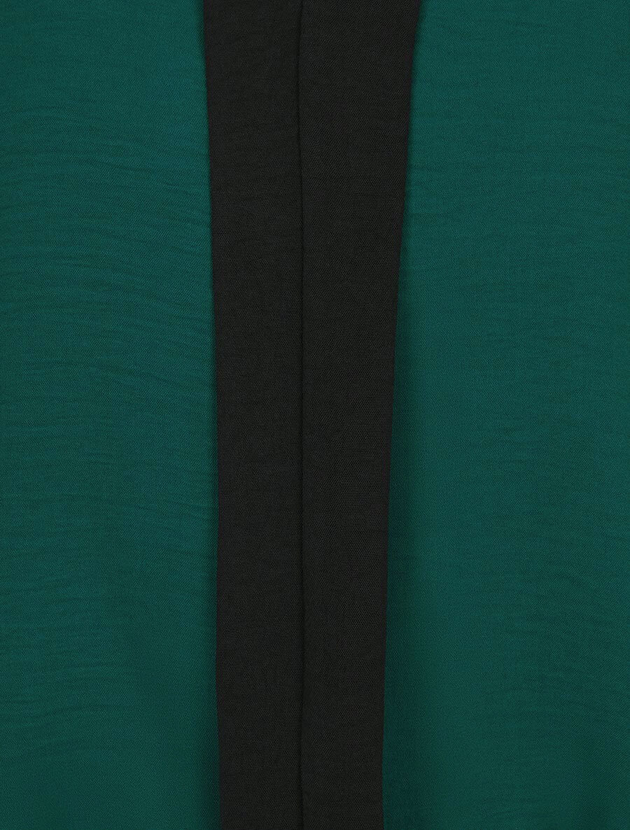 Blouse coupe boule à liseret contrastant - Vert sapin - Image 3
