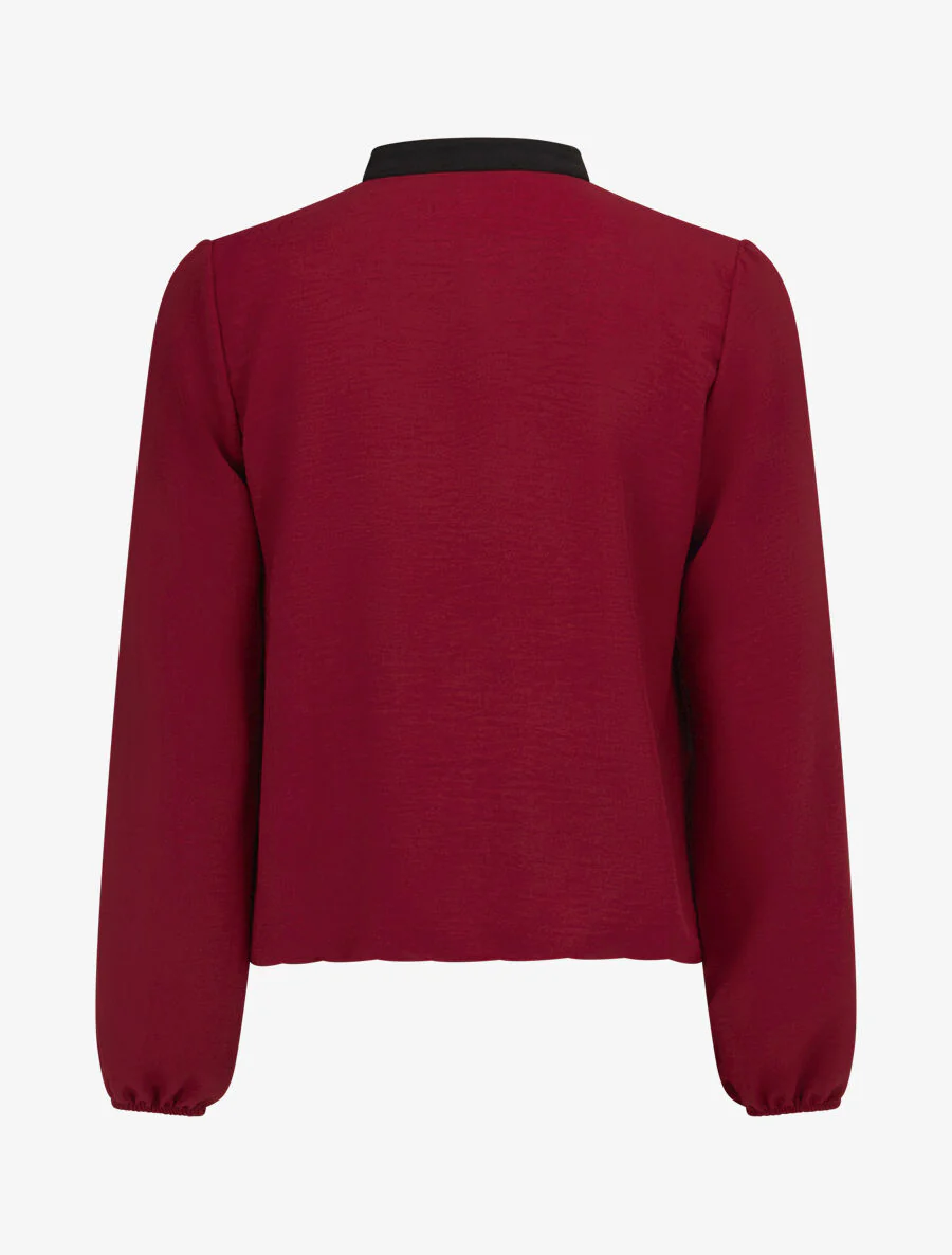 Blouse coupe boule à liseret contrastant - Bordeaux - Image 2